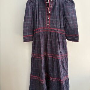 Gretchen Scott Designs Navy and Red Plaid Dress